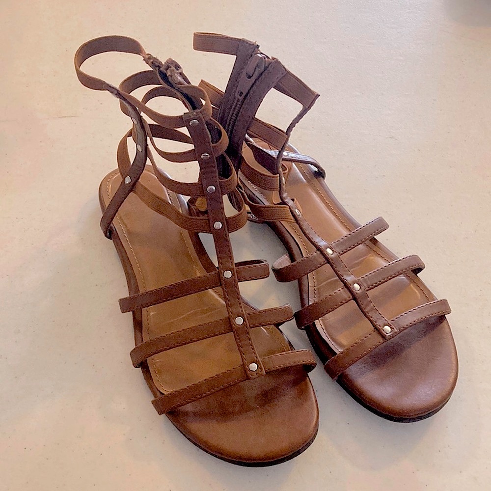 Stretchy Strap Ankle Sandals - Picture 1 of 10